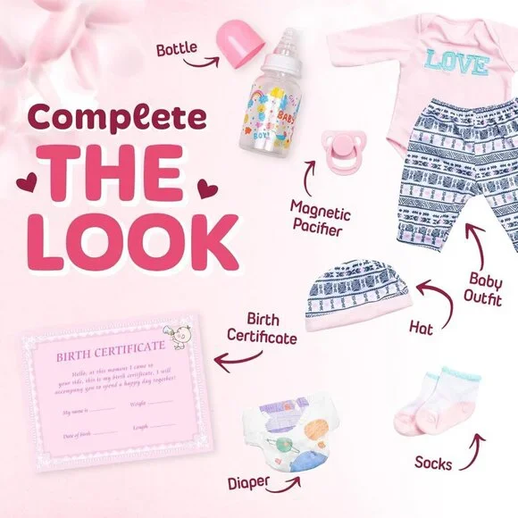 22-Inch Realistic Soft Silicone Newborn Girl Doll with Movable Arms and Legs